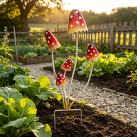 Décoration de jardin en métal en forme de champignon, fait main, pour extérieur, jardin, patio, pelouse