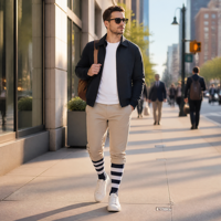 Chaussettes montantes rayées pour hommes, en tricot doux, pour le quotidien, le bureau, le sport, vente en gros, personnalisation OEM couleur et logo pour vêtements masculins