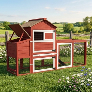 Poulailler mobile sur roues pour 4 à 6 poulets, montage facile, utilisable toute l'année, enclos extérieur, toit résistant aux intempéries, nidification - Product Image 1