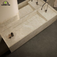 Dalle en pierre frittée aspect marbre beige 1600x3200x12mm pour plan de travail de cuisine et mur