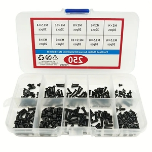 Kit de vis de réparation universel pour ordinateur portable et PC OKYN251030-18, 250 pièces, vis métriques noires pour disque dur, carte mère - Product Image 3