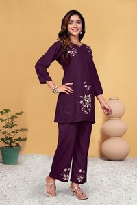 Premium 100% Cotton Formal Floral <b>Short</b> Two Piece Co Ord <b>Set</b> <b>for</b> <b>Women</b> Comfortable Eco-Friendly Breathable Matching Outfit Kurti - Product Image 2