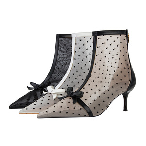 Personalización rápida, tallas grandes 34-41, zapatos de mujer a la moda, zapatos de tacón alto con punta en pico, botas de malla para vestir, para boda - Product Image 4