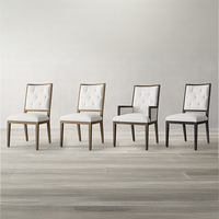 Chaise de salle à manger à dossier haut de conception française, moderne, capitonnée, en tissu blanc, en bois durable, pour restaurant, villa, hôtel, salon, chambre à coucher
