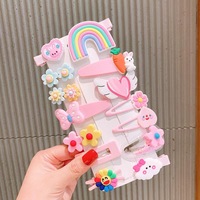 14 unids/set Venta de fábrica de dibujos animados Arco Iris pasador de pelo hecho a mano para niñas Niños Accesorios para el cabello elegantes lindas pinzas para el cabello