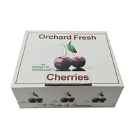 Caja de regalo impresa con diseño de cerezas, caja plegable plana y lisa, caja de embalaje ligera para venta minorista de frutas.