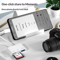 Lector de Tarjetas OTG para iPhone y Teléfonos, Adaptador USB/Tipo-C 3 en 1 con Ranuras SD/TF, Material ABS, Hecho en Shenzhen