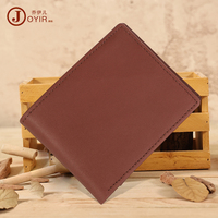 Guangzhou dompet kulit asli pria cokelat Premium buatan tangan dompet kartu kredit pola Logo RFID penutup kancing dompet pendek