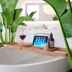 อ่างอาบน้ำไม้ไผ่ที่ขยายได้สำหรับอ่างอาบน้ำขนาดมาตรฐาน - Product Image 2