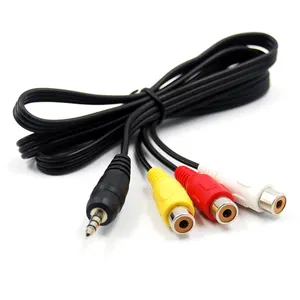 1M 3.5mm Jack Plug to 3 RCA Adapter AUX Cable Male to Male Audio Video AV Cable Wire For Speaker Laptop DVD TV
