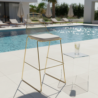 Chaise de bar en métal de luxe nordique avec base chromée pivotante, tabouret haut durable pour bar à domicile et restaurant