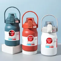 Grande Capacité Thermo Bouteille Thermique Bouteille D'eau En Acier Inoxydable En Acier Inoxydable Portable Avec Paille Thermos Tasse Isolée