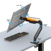Support pour ordinateur portable de bureau à ressort à gaz flexible de bureau moderne en gros et bras de moniteur à gaz unique réglable pour ordinateur