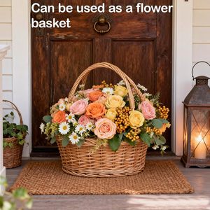Panier à fleurs en osier tressé de luxe avec poignée pour cadeaux d'affaires, paniers de mariage et autres occasions spéciales - Product Image 4
