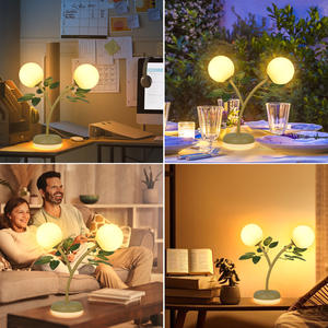 Lámpara Lunar LED de Doble Cabezal Recargable, Lámpara de Mesa de Doble Uso, Lámpara de Noche Creativa para Dormitorio Infantil, Opción Enchufable - Product Image 2