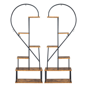 DB Artisasset 2pcs 6-Layers Half Heart Iron <b>Wood</b> <b>Plant</b> <b>Stand</b> for Garden Balcony Patio Lawn Home Decoration Flower Pot - Product Image 2