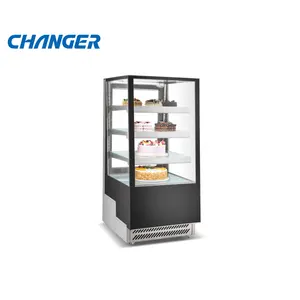 360L Stainless Steel Refrigerated Commercial Cake and Pastry Display Showcase with LED Lighting and Three Glass Shelf