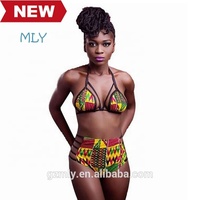Maillot de bain bikini taille haute à imprimé africain, maillots de bain de créateur de haute qualité