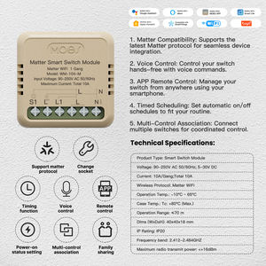 <span class=keywords><strong>Module</strong></span> d'interrupteur intelligent Matter Mini MOES Tuya <span class=keywords><strong>WiFi</strong></span>, relais temporisé, domotique, contrôle à distance par application, compatible avec Alexa, Google Home, Apple - Product Image 6