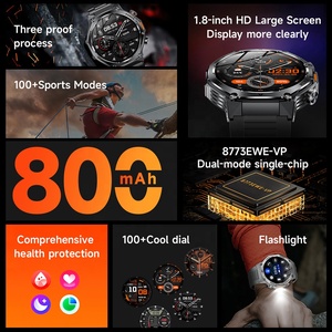 Reloj Inteligente Resistente para Hombre AK82 con <span class=keywords><strong>Pantalla</strong></span> HD <span class=keywords><strong>de</strong></span> 1.8 Pulgadas, <span class=keywords><strong>Linterna</strong></span>, Llamadas por Bluetooth, Batería <span class=keywords><strong>de</strong></span> 800 mAh y Monitoreo <span class=keywords><strong>de</strong></span> Salud para Deportes al Aire Libre - Product Image 6