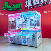 Mini machine à griffes compacte pour un joueur, avec lumières LED néon roses, à monnayeur, attrapeur de peluches