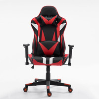 Chaise de jeu ergonomique en cuir noir, style racing, confortable, avec accoudoirs réglables pour ordinateur