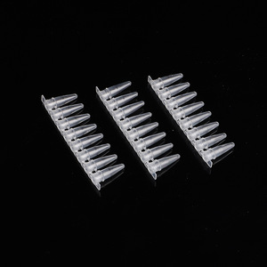 Hongbolai 8-Tube Pack 0.2ml 0.1ml Transparent PCR <b>Flat</b> <b>Cap</b> Centrifuge Tubes For Laboratory Use - Product Image 1