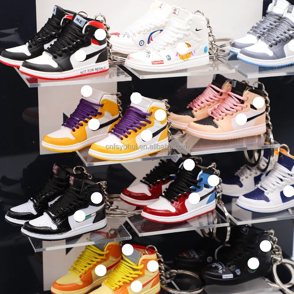 Desainer vendor baru Pvc silikon 3D Mini Dunk J Ordan sepatu basket gantungan kunci 3D Sneaker Mini