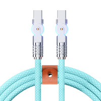 Câble USB-C en Alliage d'Aluminium à Connecteur Rotatif à 180 Degrés, Charge Rapide 100W 3A avec Lumière LED, Tressé 100% Nylon pour Ordinateur