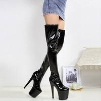 Bottes sexy à talon de 20 cm, au-dessus du genou, pour scène, soirée, défilé, danse sur barre - Bottes d'hiver style Chukka à ouverture zippée de 8 pouces pour modèles