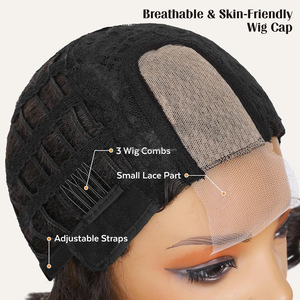 Perruque synthétique courte bouclée pour femme, avec frange latérale, en fibre haute température, transparente, ondulée, 12 pouces - Product Image 4