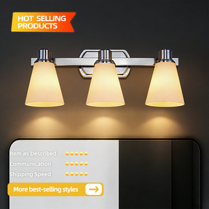 Modern 3-<b>Light</b> Bathroom Vanity Wall Lamp Stainless Steel Glass Cone Shade E27 <b>LED</b> Warm White 3500K Surface Mounted - Product Image 3