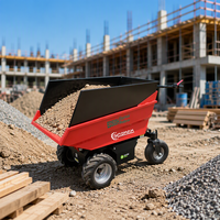 Mini-dumper électrique KNDMAX ED500H avec batterie au plomb-acide, benne basculante hydraulique et plateau d'extension, certifié CE pour la construction