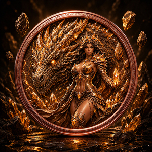 Moneta Commemorativa Artistica in Rilievo Dragoness Fantasy in Rame Puro da 1oz Stampata UV all'Ingrosso - Product Image 2