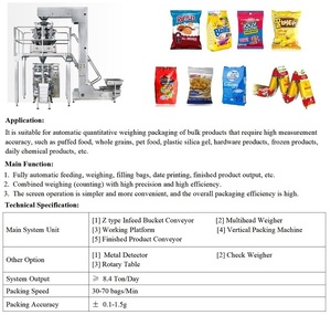 <strong>Fully</strong> <strong>Automatic</strong> VFFS 100g 200g 400g Potato Chips Food Multi-function Packaging <strong>Machines</strong> with 10/14 Heads Multihead Weigher - Product Image 2
