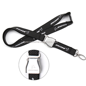 Hoge Kwaliteit Siliconen Afdrukken Geweven Polyester Boeing Lanyards Met Aangepaste Logo