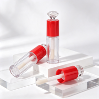 Emballage personnalisé, flacon transparent rond moderne et créatif, étiquette privée, tube à gloss à lèvres avec un grand pinceau