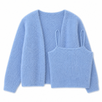 Pull-over décontracté pour femme, nouvelle collection automne-hiver, design court, pull à manches longues, gilet en tricot, cardigan sexy, ensemble deux pièces slim