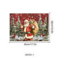 Ensemble de décoration de table de Noël, Père Noël, en lin, résistant aux taches, nappe isolante thermiquement pour table à manger