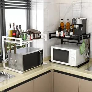 Rak Microwave Oven dapat diperpanjang, rak Microwave/pemanggang roti tugas berat berdiri di dapur konter atas Organizer