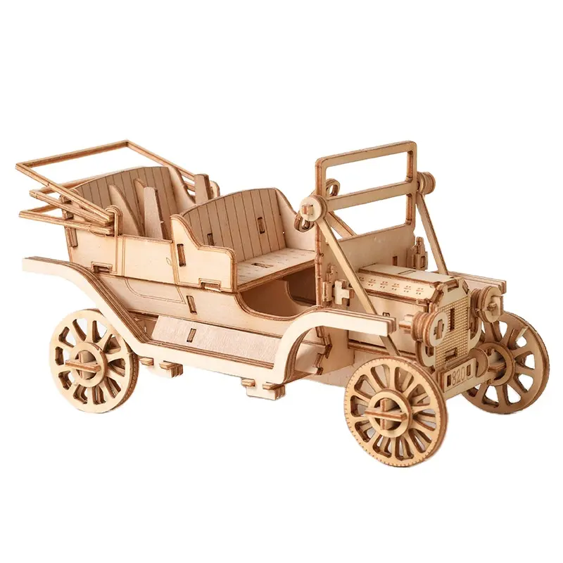 Wooden 3D Puzzles Educational Toys Assembled Parent-child Building Blocks Puzzle Handmade 3D Model-Classic Car kids DIY Games