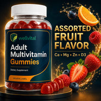 Gommes multivitaminées pour adultes aux saveurs de fruits variés avec calcium, magnésium, zinc et vitamine D3