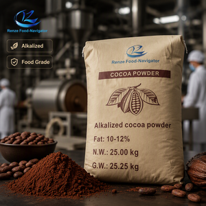 <span class=keywords><strong>Polvere</strong></span> di Cacao Alcalinizzata Pura del Ghana di Alta Qualità, Colore Marrone Scuro, Contenuto di Grassi 10-12%, Confezione da 25kg - Product Image 1