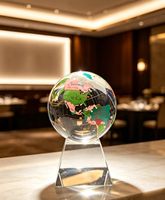 Globe terrestre en cristal personnalisé avec plusieurs options de base, récompense d'entreprise et décoration de bureau