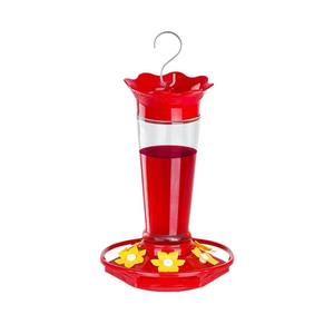 Mangeoire à colibris en plastique bleu avec ports en forme de fleur, mangeoire à oiseaux réutilisable pour l'extérieur, design rond et compact pour le jardin - Product Image 5