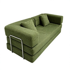 Canapé-lit moderne pliable rembourré en mousse compressée, vert, pour chambre et salon - Product Image 1