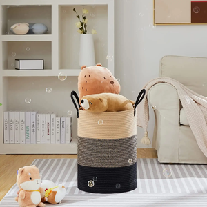 Grand panier à linge en corde tressée, panier de rangement haut pour couvertures, jouets, vêtements sales dans le salon, la salle de bain, la chambre à coucher - Product Image 6