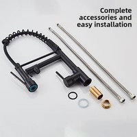 Robinet de cuisine moderne minimaliste transfrontalier en acier inoxydable brossé, eau chaude/froide, pour évier, vaisselle et légumes, rotatif