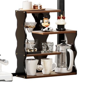 Étagère de bureau multi-niveaux à 4 étages en bois et acrylique, organiseur de rangement pour cuisine, bureau, salle de bain, porte-gobelets - Product Image 5