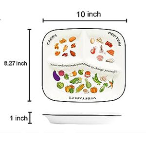 Assiettes en porcelaine de 12 pouces et 10 pouces, 2 pièces, design alimentaire, <span class=keywords><strong>assiette</strong></span> de contrôle des portions, assiettes en céramique personnalisées pour la perte de poids - Product Image 2